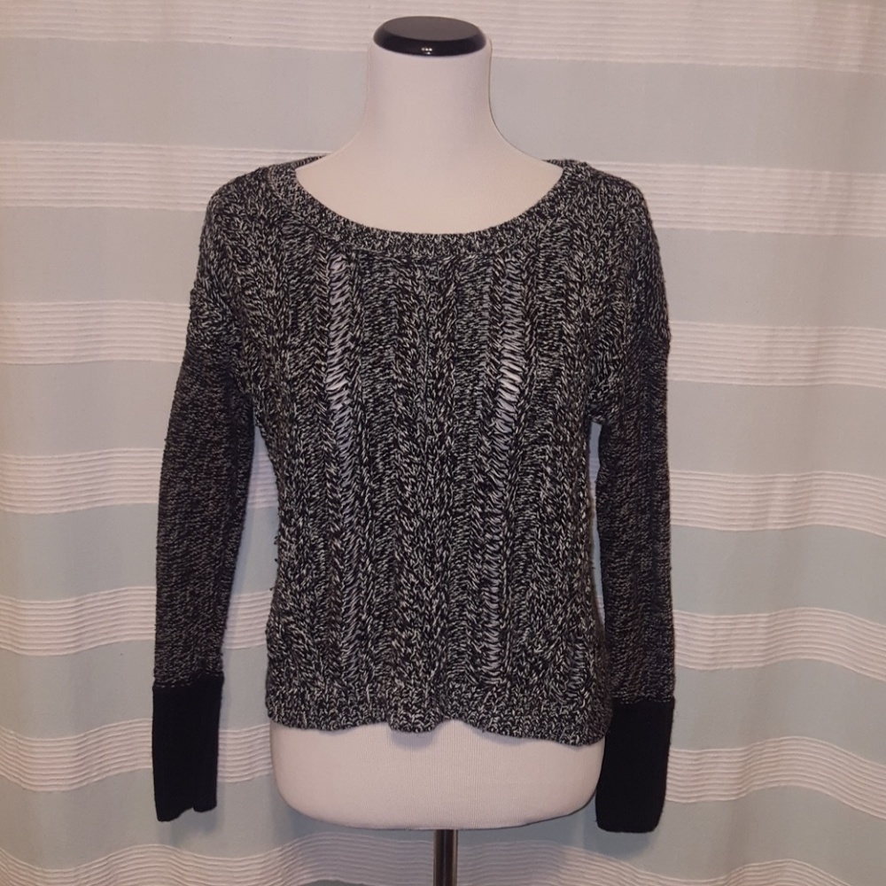 AE black, white and gray knit sweater
